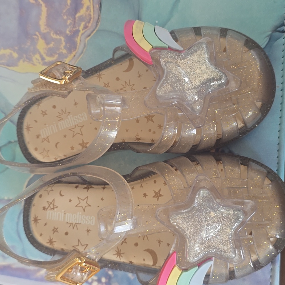 Mini Melissa Kids' Starry Glitter Sandals